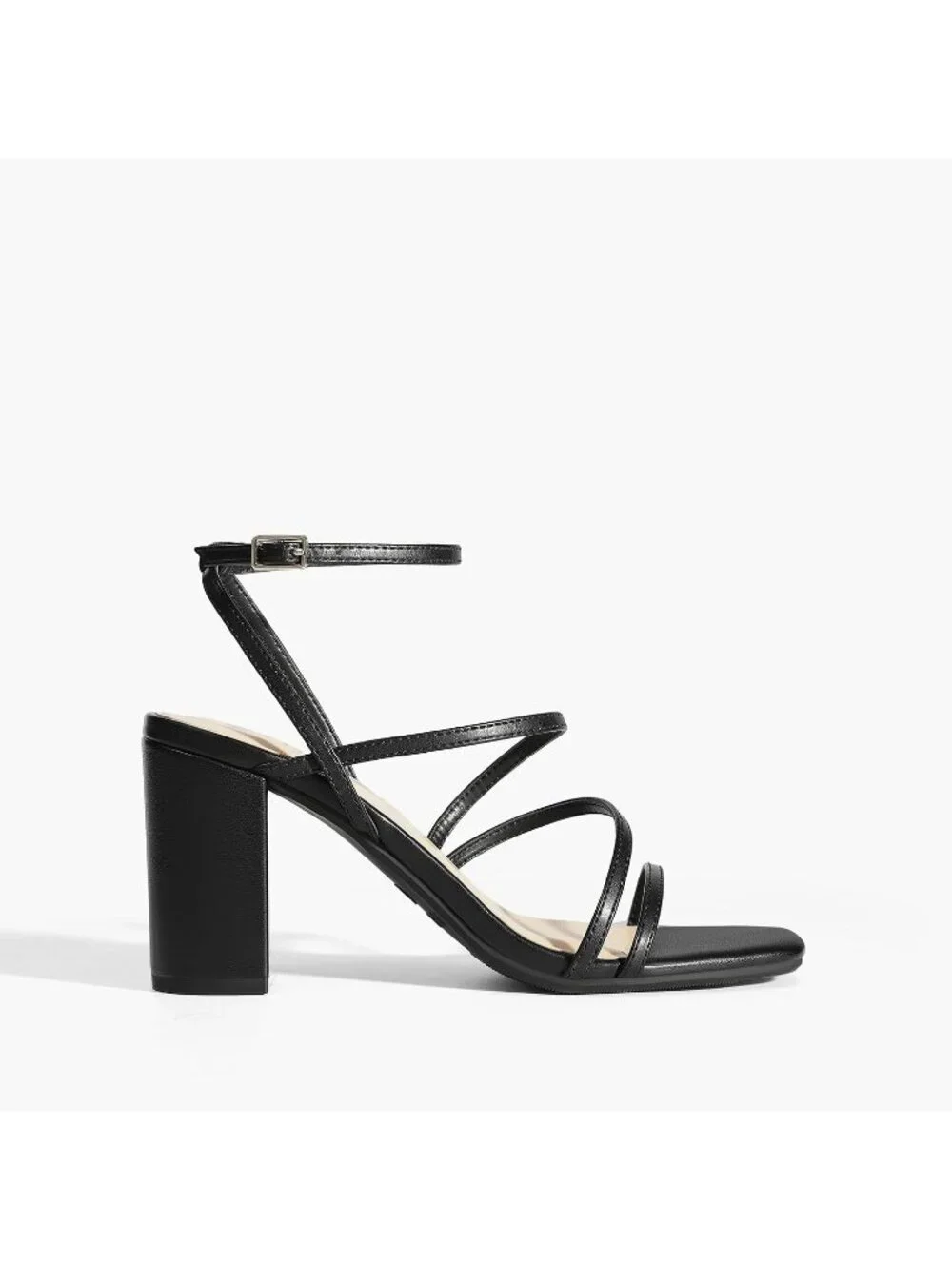 Dream Pairs Women's Black Open Toe Sleek Straps Chunky Block Heel Sandals